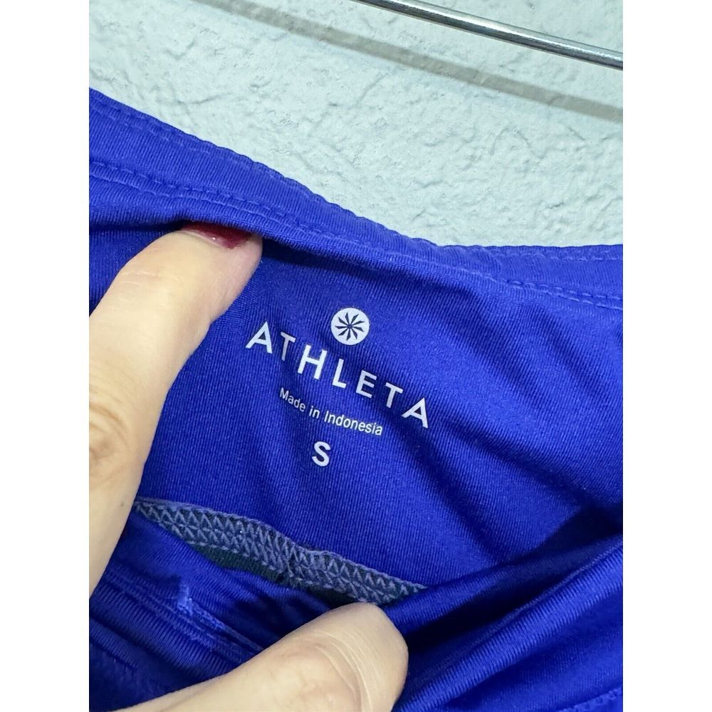 ATHLETA Womens Shorts Small Purple Black Pull On Biker Running Lined 2 IN 1 - Picture 3 of 5